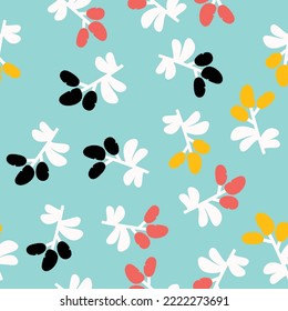 Cute botanical seamless pattern with flowers. Vector background, print, design