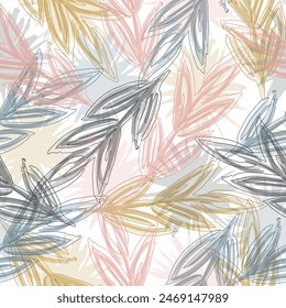 Cute botanical shapes, random childish doodle cutouts of tropical leaves, flowers and branches. Modern collage vector illustration
