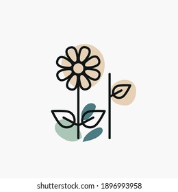 Cute botanical vector illustration. Three color icon for Branding, Website elements, Presentation, Logo, Children's Picturebook