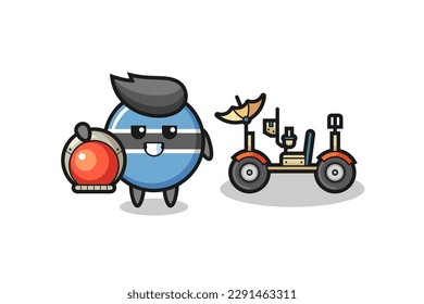 the cute botswana flag badge as astronaut with a lunar rover , cute style design for t shirt, sticker, logo element