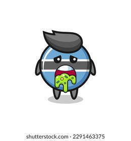 el lindo personaje de la bandera botswana con puke, diseño de estilo lindo para camiseta, pegatina, elemento logo