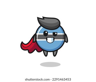 the cute botswana flag badge character as a flying superhero , cute style design for t shirt, sticker, logo element