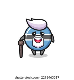 cute botswana flag badge grandpa is holding a stick , cute style design for t shirt, sticker, logo element