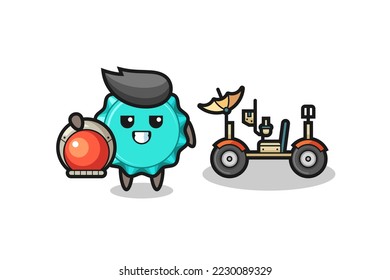 the cute bottle cap as astronaut with a lunar rover , cute style design for t shirt, sticker, logo element