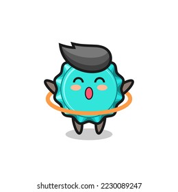 cute bottle cap cartoon is playing hula hoop , cute style design for t shirt, sticker, logo element