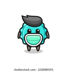 cute bottle cap cartoon wearing a mask , cute style design for t shirt, sticker, logo element
