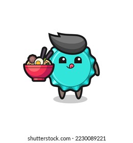 cute bottle cap character eating noodles , cute style design for t shirt, sticker, logo element