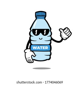 cute bottle cartoon character. mineral water mascot.