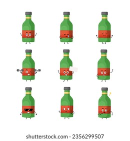 Cute bottle character vector illustration