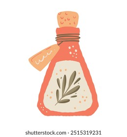 Cute Bottle of Herb Potion. Retro Halloween Isolated stickers