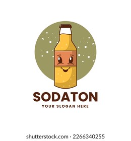 Cute bottle logo vector illustration, soda beer design