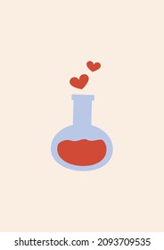 Cute bottle love potion and flask of magic elixir vertical card