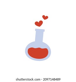 Cute bottle love potion and flask of magic elixir