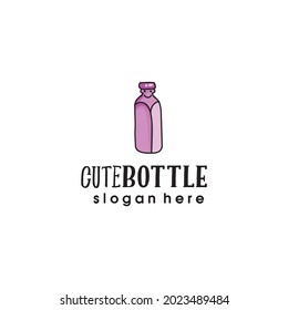 Cute bottle vector logo vintage hand-drawn, classic and rustic, very elegant for a company.