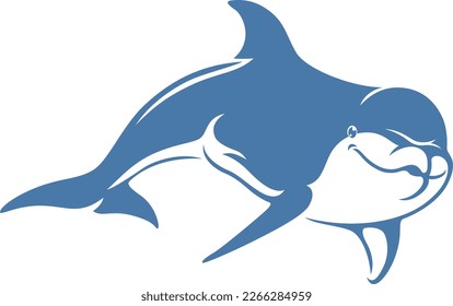 Cute Bottlenose Dolphin Swimming Illustration