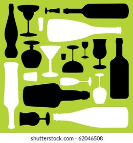 Cute bottles and glasses pattern