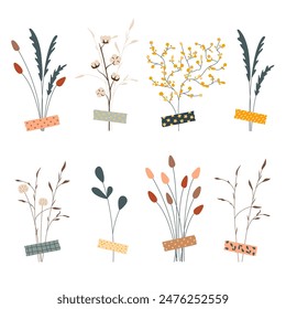 Cute bouquet dry flowers duct taped collection