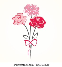 Cute bouquet of flowers. Vector illustration with roses.