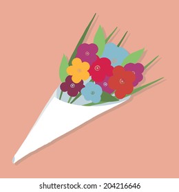 Cute Bouquet Of Flowers. Vector Illustration 