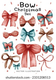 Cute Bow collection christmas set water color