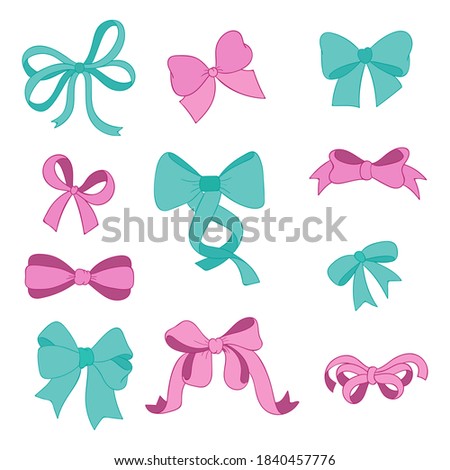 Cute Bow Collection Flat Vector