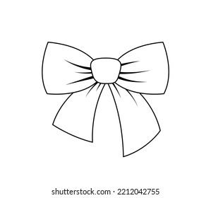 Cute Bow Coloring Book. Black And White Bow. Color Me. Isolated Vector Illustration Eps