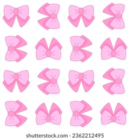 Cute bow. Glamour pink vibe. Seamless pattern.
