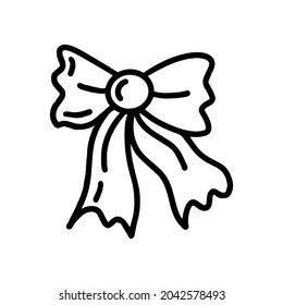 Cute bow on a white background. Vector illustration in doodle style. Vector illustration