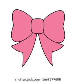 cute bow ribbon decoration icon vector illustration design
