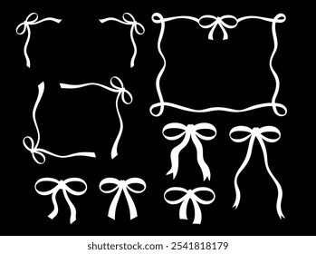 Diseños lindos del arco o de la cinta para la decoración del marco, materia femenina, etiqueta engomada, logotipo, icono, Plantilla del anuncio, correo de las redes sociales, moda, accesorio, parche, broche, impresión de la camisa, Elementos de Barbie, tarjeta postal, impresión