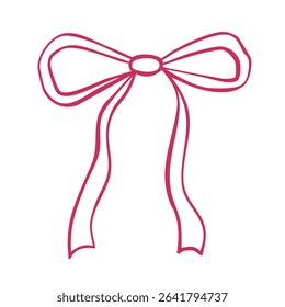 Cute Bow with ribbon isolated on white. Perfect as a design element for handicrafts, delicate brand, wedding invitations