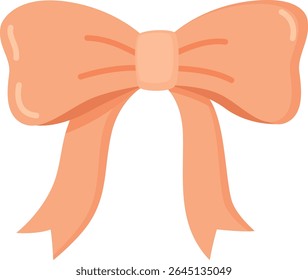 Cute bow of the ribbon isolated on white. Pink color decorative element 