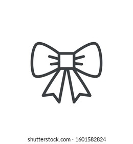 Cute bow with ribbons minimal icon isolated design for surprise or celebration events concept. Modern outline on white background
