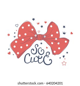 So cute bow. Vector illustration for girls