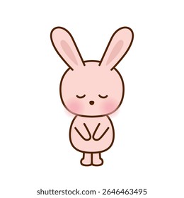 Cute Bowing Rabbit – Apology and Notice Vector Illustration