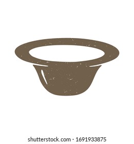 Cute bowl. Brown soup plate on a transparent background. Vector shabby hand drawn illustration
