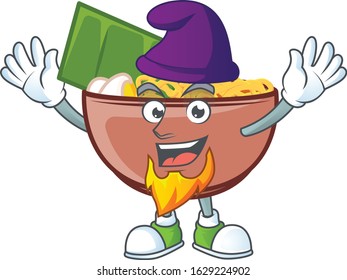 Cute bowl of noodle mascot cartoon dressed as an Elf
