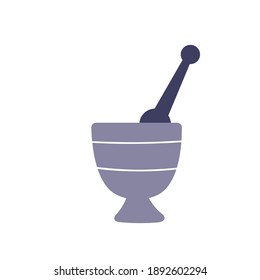 Cute bowl for witchcraft potion on a white background. Attributes for magic. Hand drawn vector isolated single illustration.
