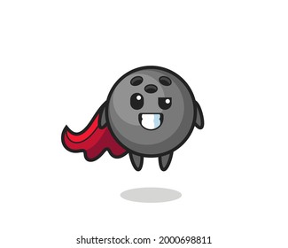 the cute bowling ball character as a flying superhero , cute style design for t shirt, sticker, logo element