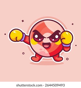 cute bowling ball character mascot playing boxing sport isolated cartoon