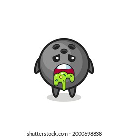 the cute bowling ball character with puke , cute style design for t shirt, sticker, logo element