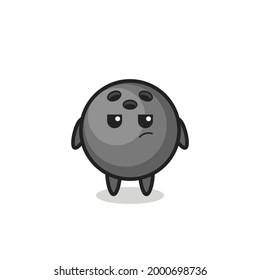 cute bowling ball character with suspicious expression , cute style design for t shirt, sticker, logo element