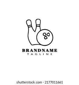 cute bowling cartoon logo icon design template black modern isolated vector illustration