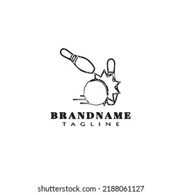 cute bowling cartoon logo icon design template black modern vector illustration