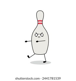 Cute bowling pin cartoon character zombie doodle