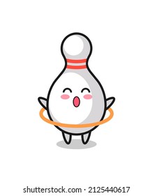 cute bowling pin cartoon is playing hula hoop , cute style design for t shirt, sticker, logo element