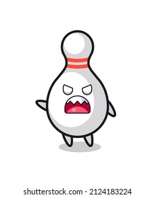 cute bowling pin cartoon in a very angry pose , cute style design for t shirt, sticker, logo element