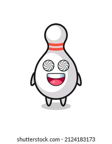 cute bowling pin character with hypnotized eyes , cute style design for t shirt, sticker, logo element