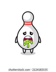 el lindo personaje de boliche con puke , diseño de estilo lindo para camiseta, pegatina, elemento logo