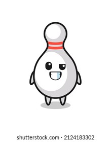 cute bowling pin mascot with an optimistic face , cute style design for t shirt, sticker, logo element